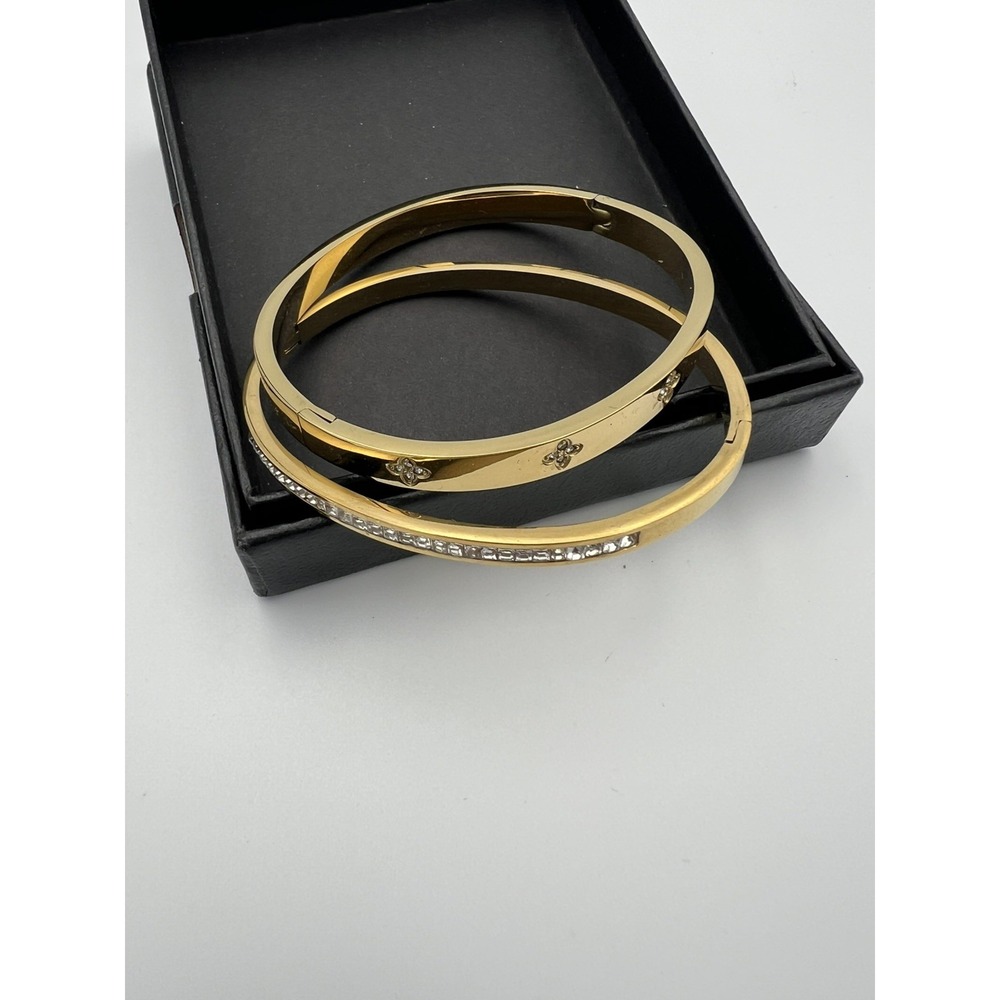 Stackable Bracelets for Women Stainless Steel Bangle Stones Cross faux Diamond